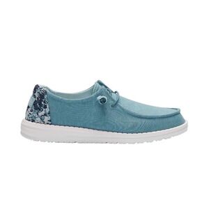 HeyDude Wendy Stretch Fleece Shoes Sea Blue Women's Size 8 Teal Model 12141